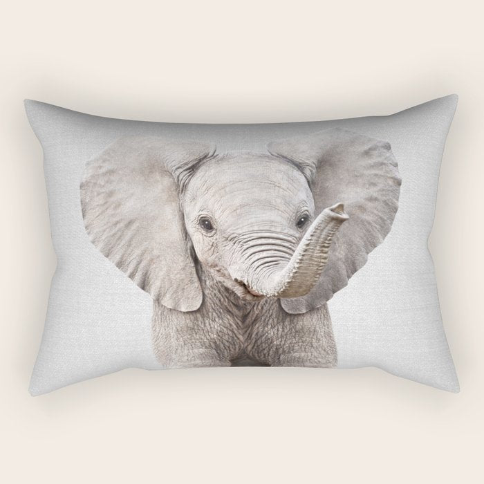 Baby Elephant - Colorful Rectangular Pillow Gallery Image 2