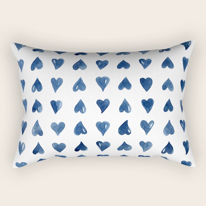 Hearts Watercolor Pattern Rectangular Pillow Gallery Image 1