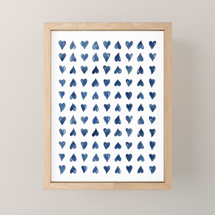 Hearts Watercolor Pattern Mini Art Print Gallery Image 1