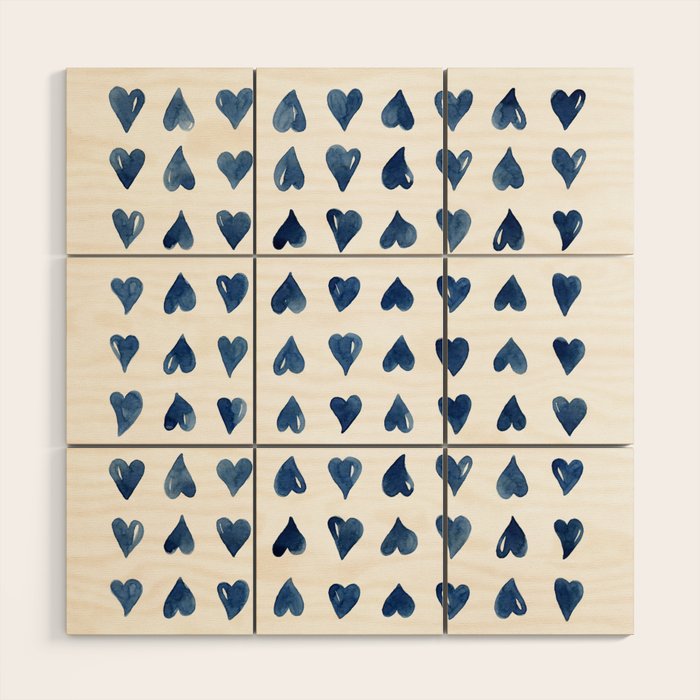 Hearts Watercolor Pattern Wood Wall Art Gallery Image 1