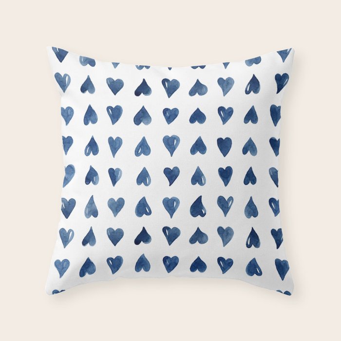 Hearts Watercolor Pattern Throw Pillow Gallery Image 6