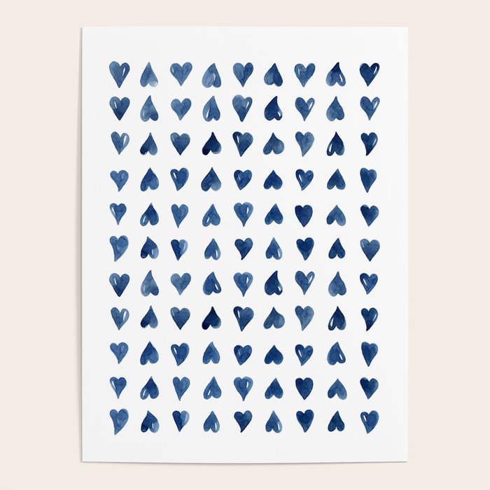 Hearts Watercolor Pattern Poster Gallery Image 1