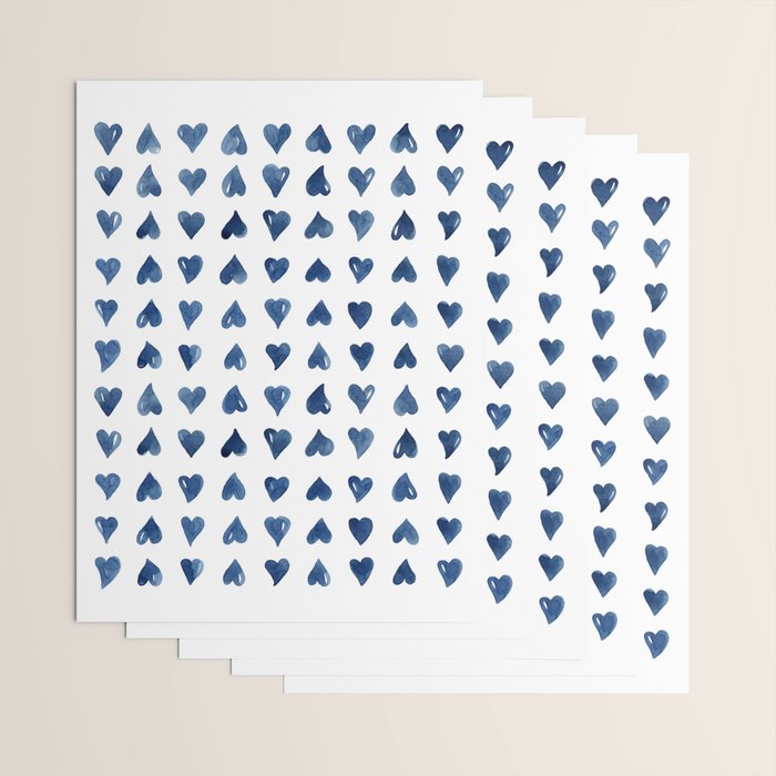Hearts Watercolor Pattern Wrapping Paper Gallery Image 3