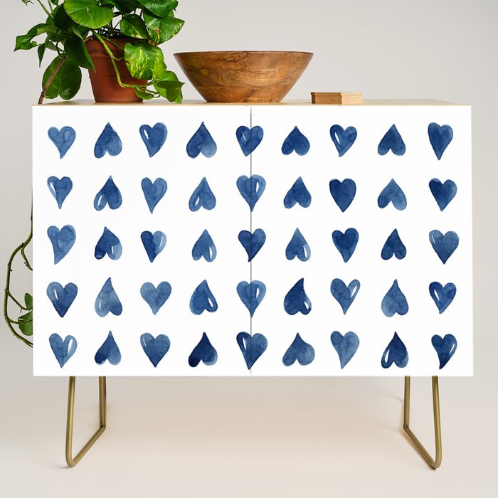 Hearts Watercolor Pattern Credenza Gallery Image 1