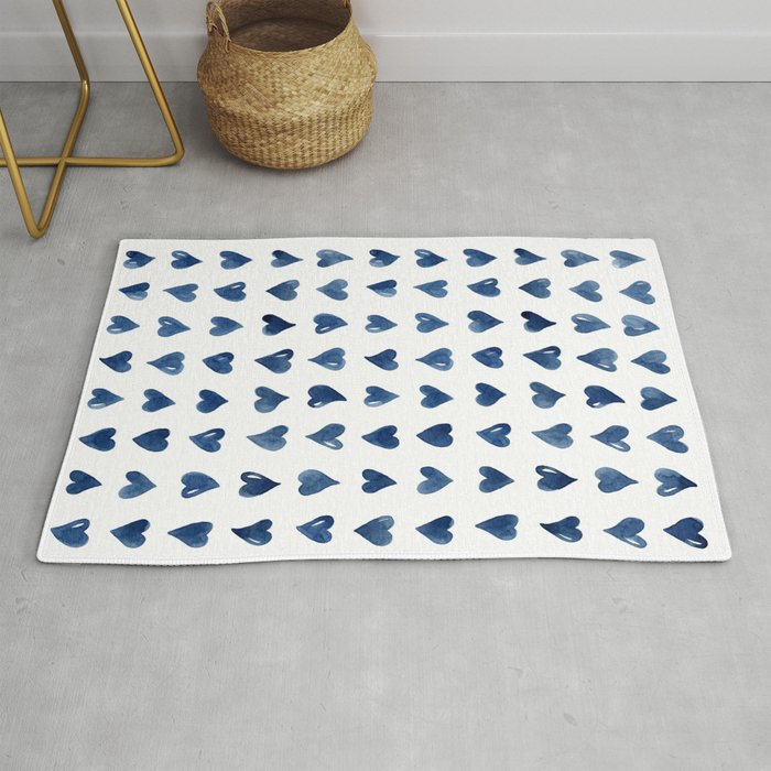 Hearts Watercolor Pattern Rug Gallery Image 1