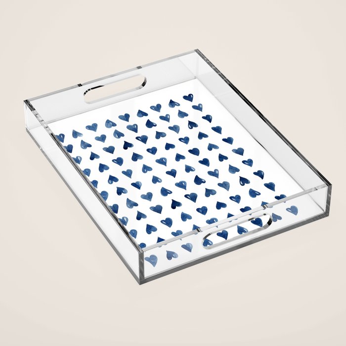 Hearts Watercolor Pattern Acrylic Tray Gallery Image 1