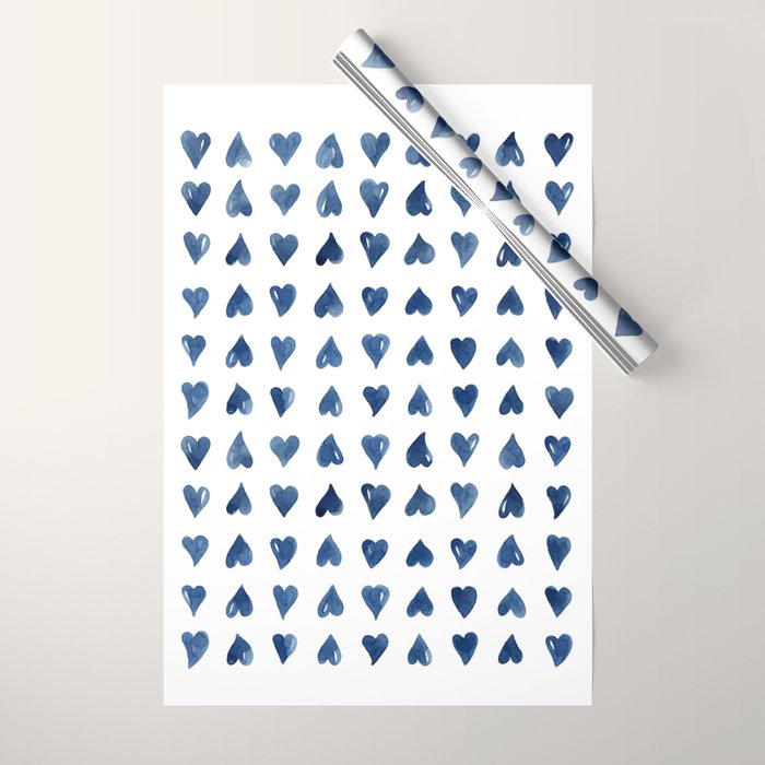 Hearts Watercolor Pattern Wrapping Paper Gallery Image 1