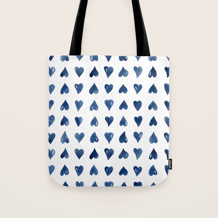 Hearts Watercolor Pattern Tote Bag Gallery Image 1