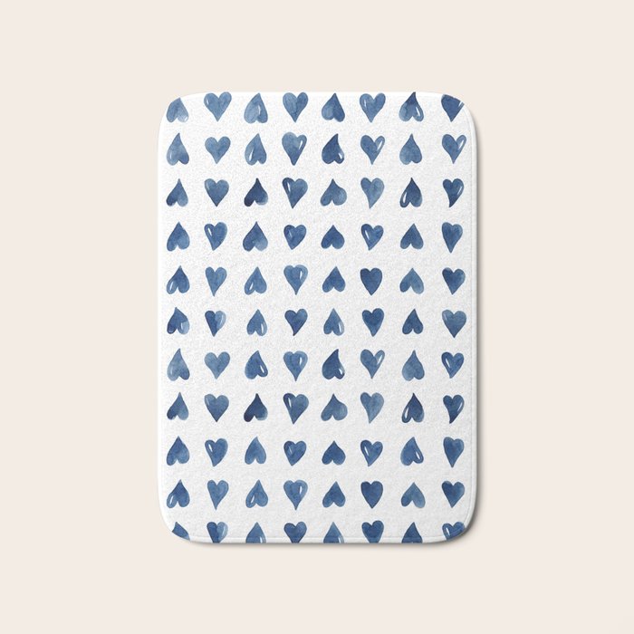 Hearts Watercolor Pattern Bath Mat Gallery Image 1