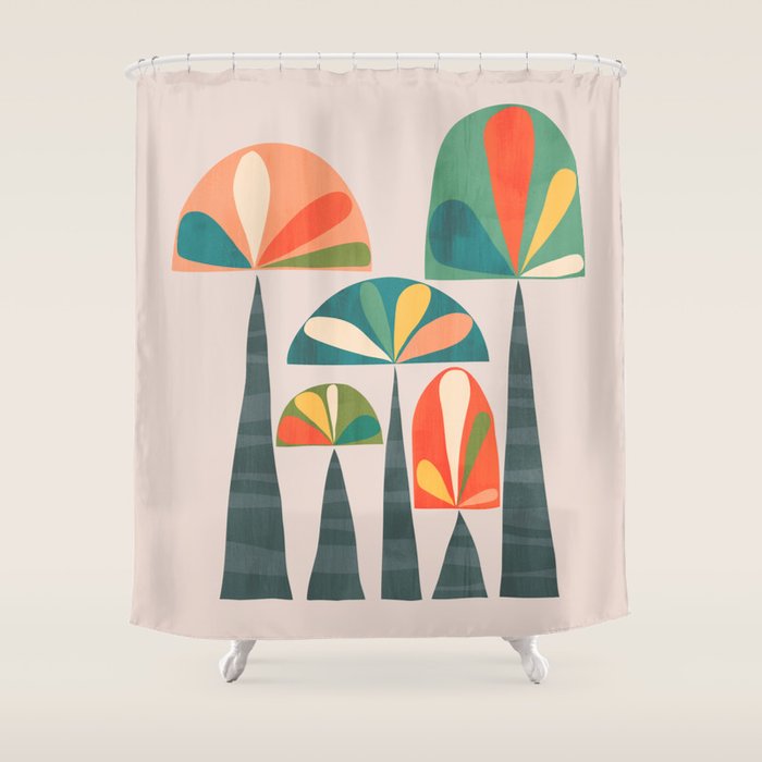 Quirky retro palm trees Shower Curtain Gallery Image 1