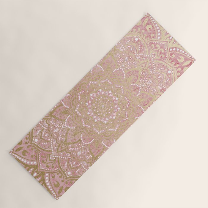 MOON DANCE MANDALA IN GOLD AND PINK Yoga Mat Gallery Image 1
