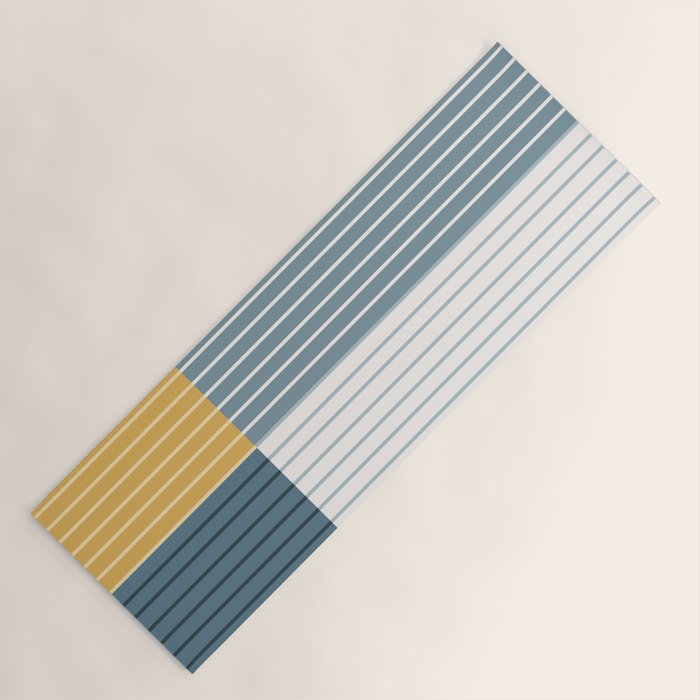 Color Block Line Abstract LXVIII Beachy Coastal Yoga Mat Gallery Image 1