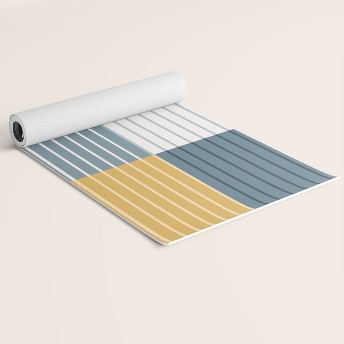 Color Block Line Abstract LXVIII Beachy Coastal Yoga Mat Gallery Image 2