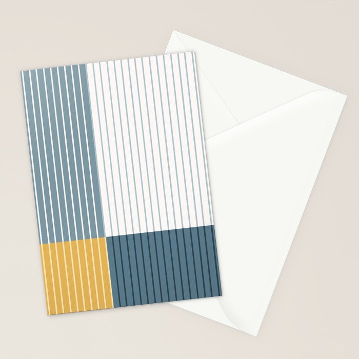 Color Block Line Abstract LXVIII Beachy Coastal Stationery Card Gallery Image 2