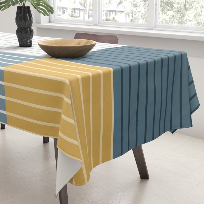 Color Block Line Abstract LXVIII Beachy Coastal Tablecloth Gallery Image 3