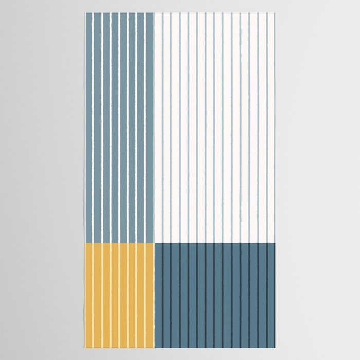 Color Block Line Abstract LXVIII Beachy Coastal Tablecloth Gallery Image 2