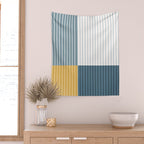 Color Block Line Abstract LXVIII Beachy Coastal Wall Tapestry Gallery Image 2