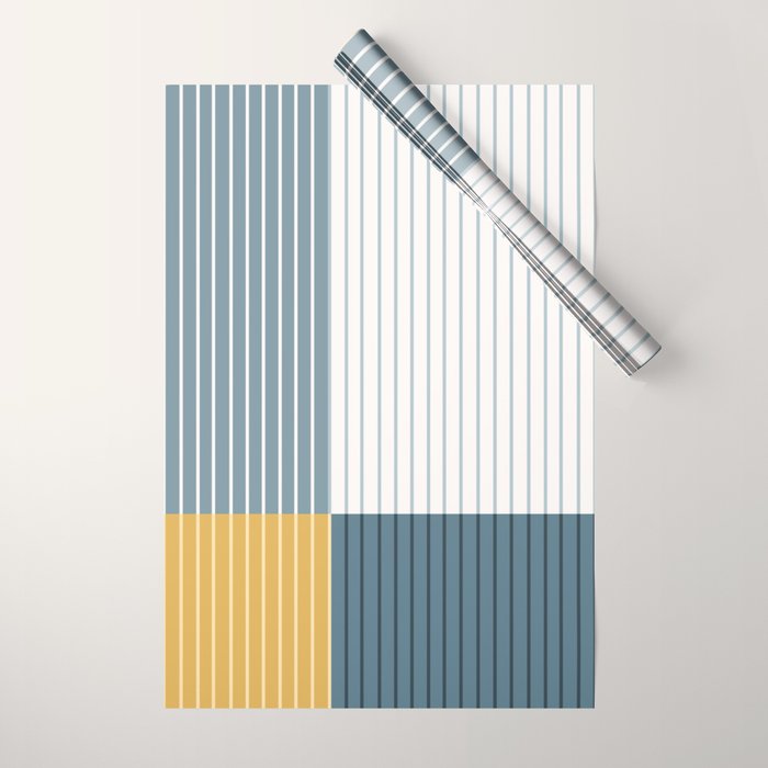 Color Block Line Abstract LXVIII Beachy Coastal Wrapping Paper Gallery Image 1