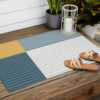 Color Block Line Abstract LXVIII Beachy Coastal Outdoor Rug Gallery Image 2