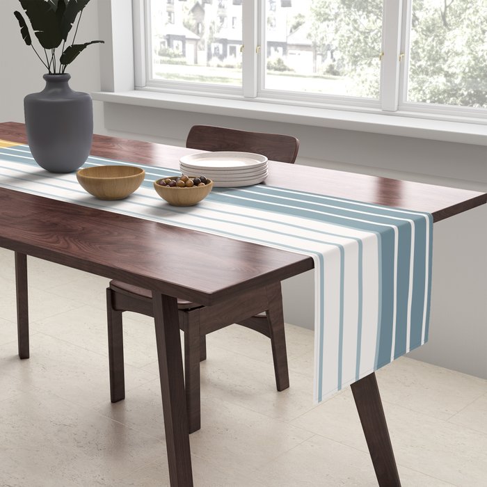 Color Block Line Abstract LXVIII Beachy Coastal Table Runner Gallery Image 2