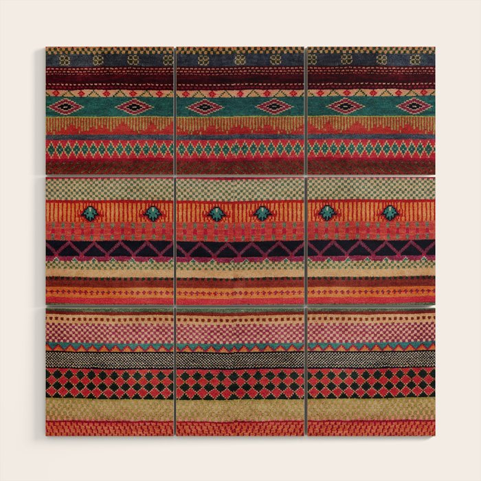 Oriental Traditional Rug Artwork Design C13 Wood Wall Art Gallery Image 1