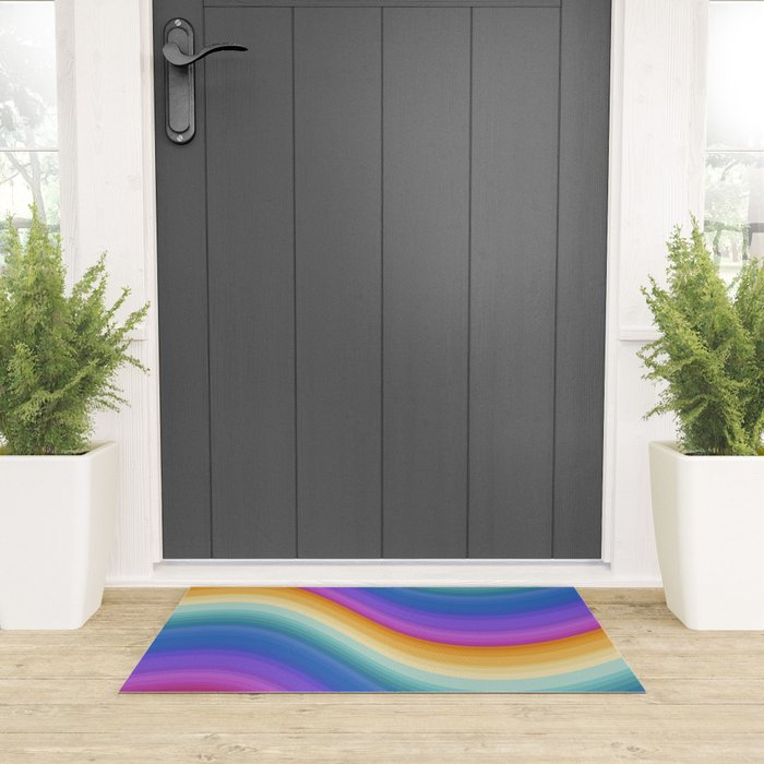 Wavy Stripes XVI - Ombre Rainbow Welcome Mat Gallery Image 3