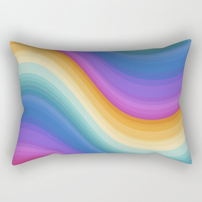 Wavy Stripes XVI - Ombre Rainbow Rectangular Pillow Gallery Image 2