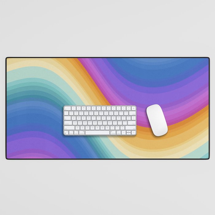 Wavy Stripes XVI - Ombre Rainbow Desk Mat Gallery Image 1