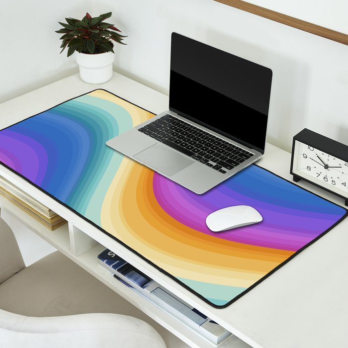 Wavy Stripes XVI - Ombre Rainbow Desk Mat Gallery Image 2