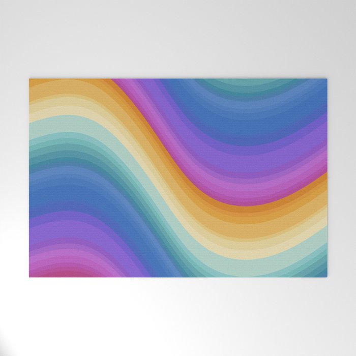 Wavy Stripes XVI - Ombre Rainbow Welcome Mat Gallery Image 1