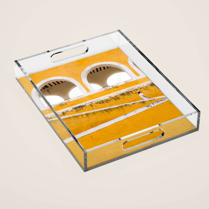 Colonial Mexico, Izamal in Yellow #buyart #society6 #decor Acrylic Tray Gallery Image 1