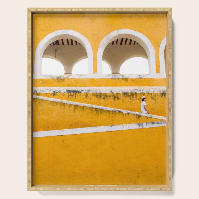 Colonial Mexico, Izamal in Yellow #buyart #society6 #decor Serving Tray Gallery Image 1