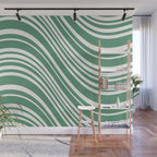 Wavy Stripes XXXIX - Kelly Green Wall Mural Gallery Image 1