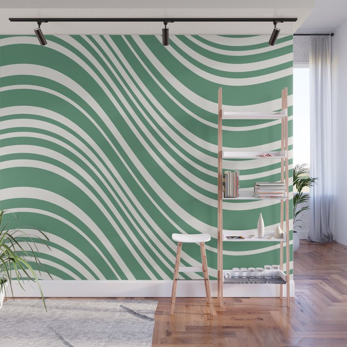 Wavy Stripes XXXIX - Kelly Green Wall Mural Gallery Image 1