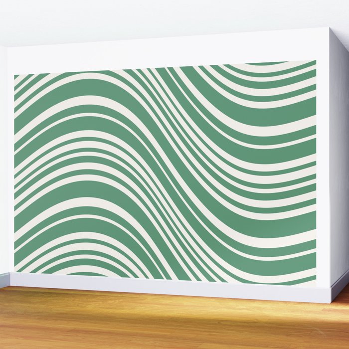 Wavy Stripes XXXIX - Kelly Green Wall Mural Gallery Image 2
