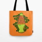 Lit lava lamp in orange in 3D Tote Bag Gallery Image 1