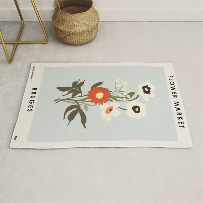Flower market, Bruges, boho aesthetic Rug Gallery Image 1