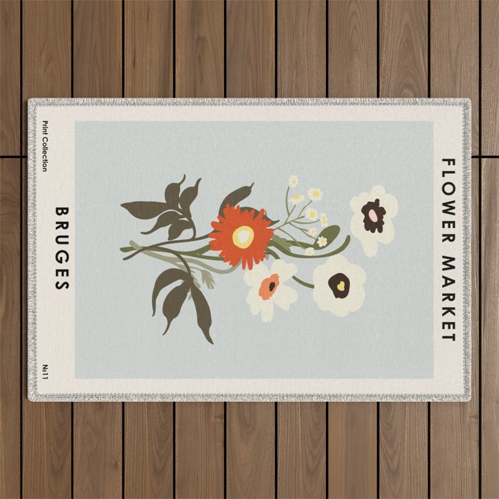 Flower market, Bruges, boho aesthetic Outdoor Rug Gallery Image 1
