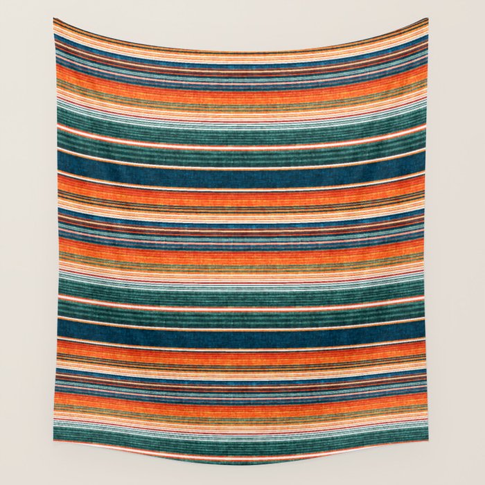 serape southwest stripe - orange & dark teal Wall Tapestry Gallery Image 4