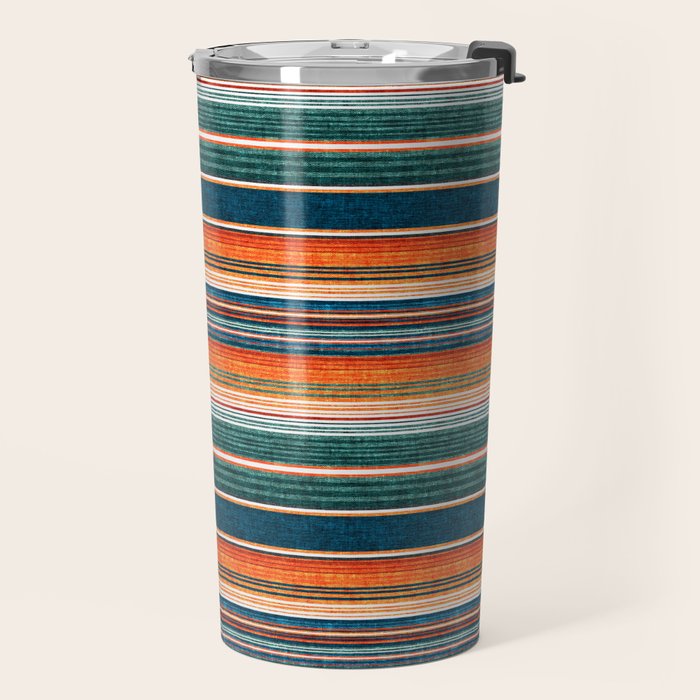 serape southwest stripe - orange & dark teal Travel Mug Gallery Image 2