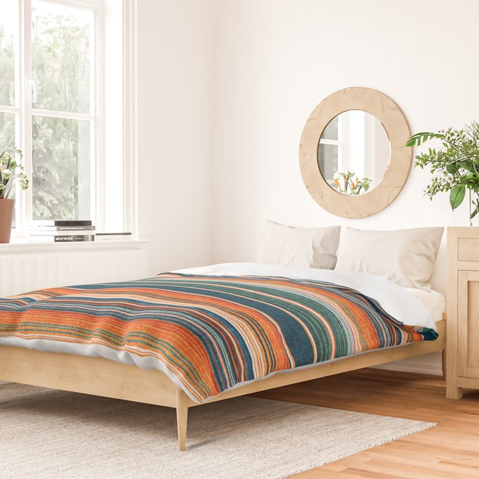 serape southwest stripe - orange & dark teal Duvet Cover Gallery Image 2