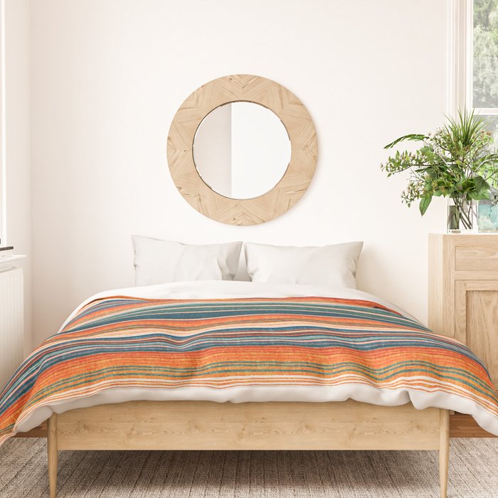 serape southwest stripe - orange & dark teal Duvet Cover Gallery Image 3