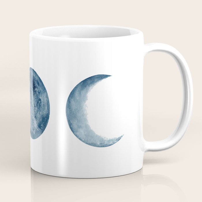 Blue Moon Phases Watercolor Coffee Mug Gallery Image 1