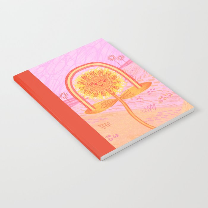 Retro Sunflower & Rainbow in Pink Notebook Gallery Image 2