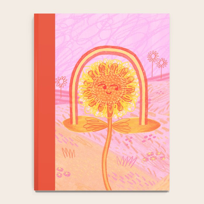 Retro Sunflower & Rainbow in Pink Notebook Gallery Image 4