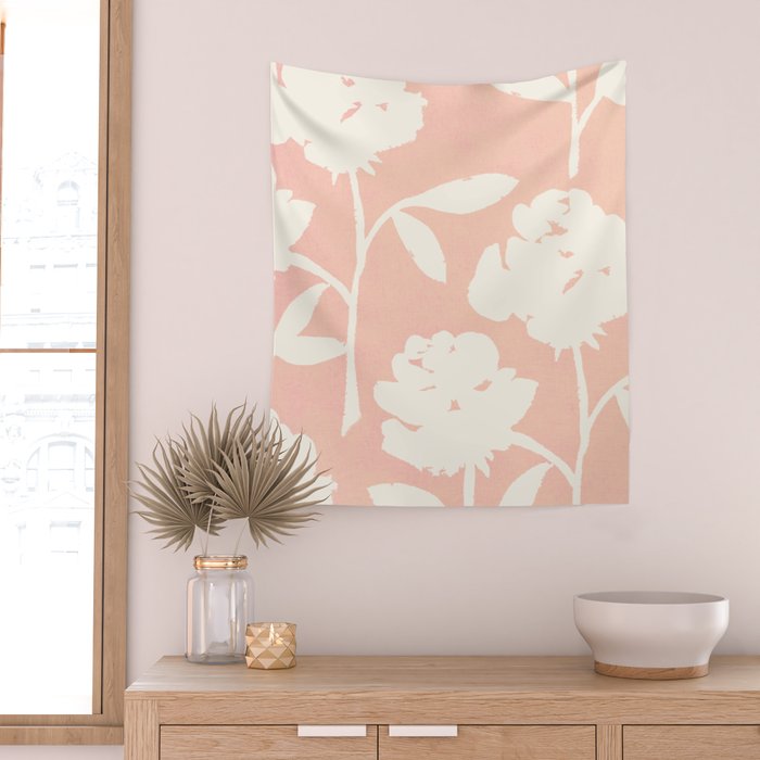 Roses Pattern - Blush Pink Wall Tapestry Gallery Image 2