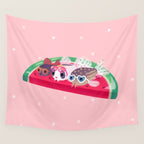 Cory cats in the swimming pool Wall Tapestry Gallery Image 4