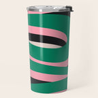 Pop Swirl Wavy Abstract Line Pattern Green Pink Black Travel Mug Gallery Image 2