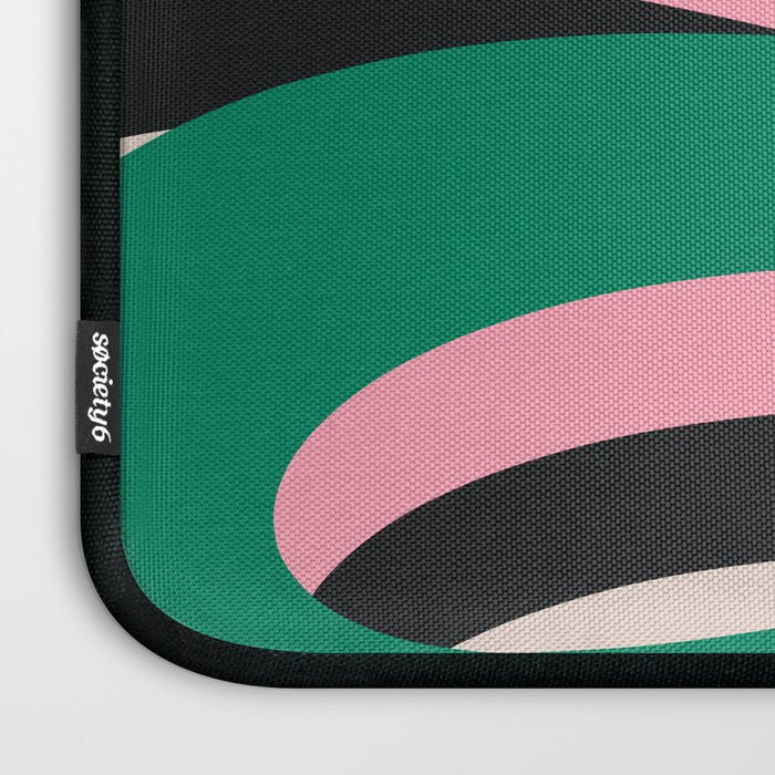 Pop Swirl Wavy Abstract Line Pattern Green Pink Black Laptop Sleeve Gallery Image 3