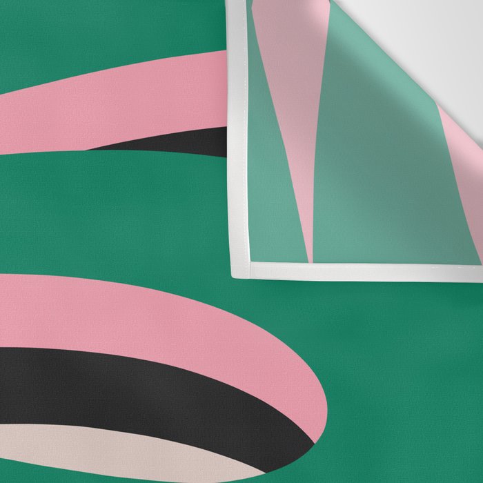 Pop Swirl Wavy Abstract Line Pattern Green Pink Black Wall Tapestry Gallery Image 3
